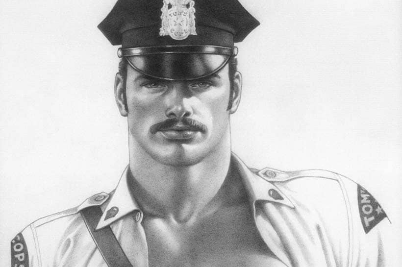 Tom of Finland police officer uniform pencil portrait