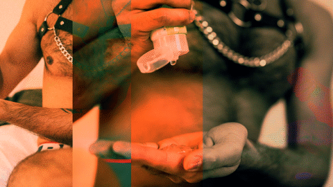 orange-collage-masked-hairy-eurasian-man-squeezing-lube