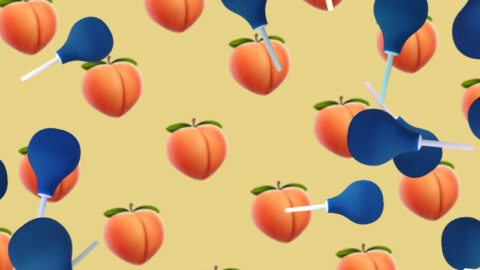 peach-and-douche-pattern-on-yellow background