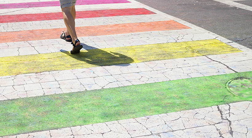 Rainbow sidewalk at the gay pride parade in Washington, D.C.
