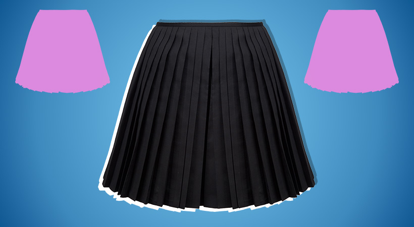 Black and pink skirts on blue gradient background