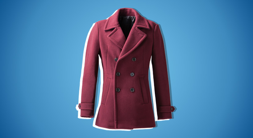 Red coat on blue gradient background