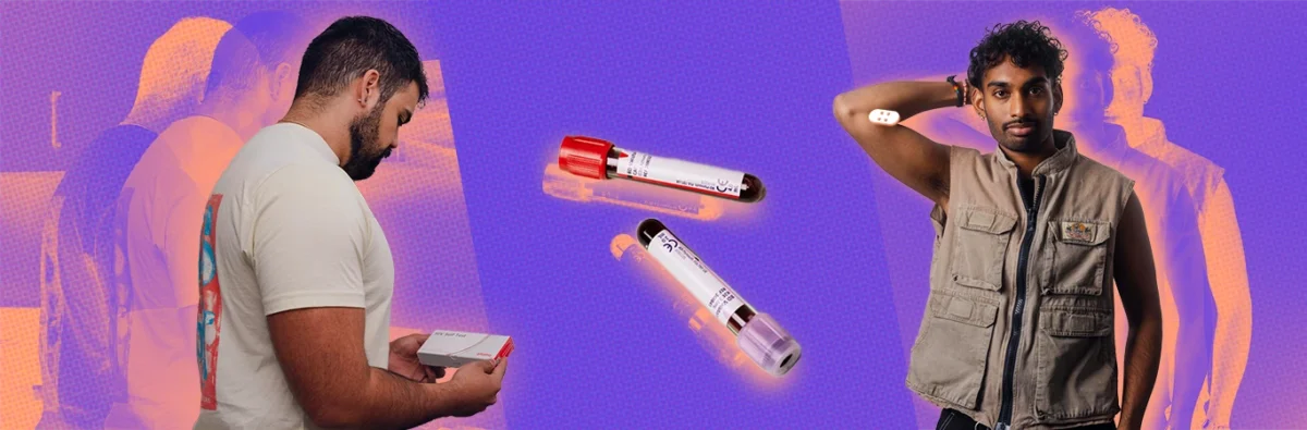 Collage of HIV testing options with multicultural men