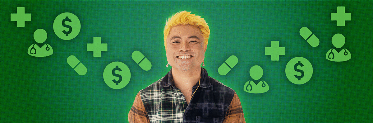 cambodian-vietnamese-man-with-yellow-hair-smiling-on-green-medicare-background